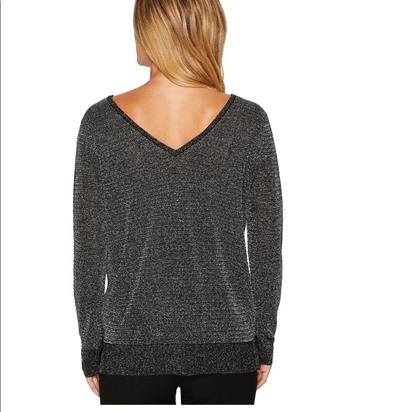 NYDJ Lurex double v neck sweater size XS - Picture 2 of 6